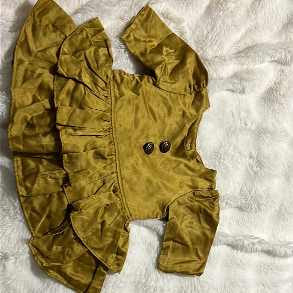 Persnickety Gold Ruffle Sleeve Blouse
